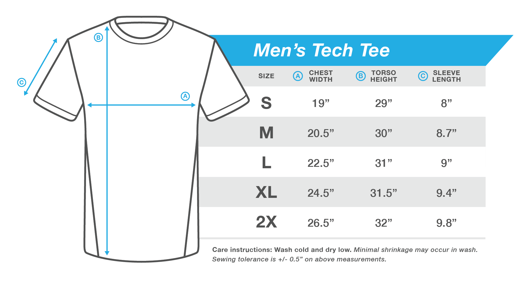 Size Chart: Long Sleeve Shirts –